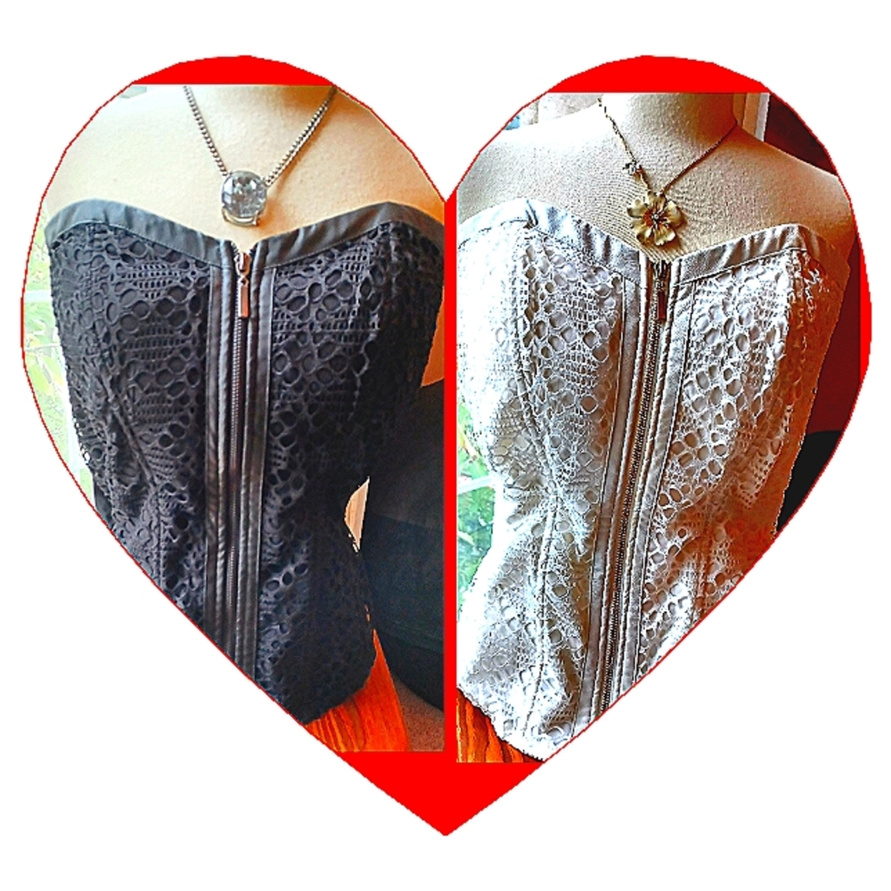 FASHION TO FIGURE SIZE 3 OPEN CROCHET CORSET IVORY WHITE ONLY) - BLACK SOLD!